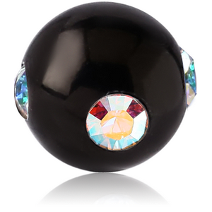 BLACK PVD COATED SURGICAL STEEL JEWELLED SATELLITE BALL