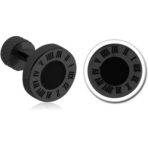 BLACK PVD COATED SURGICAL STEEL BUTTON TRAGUS BARBELL
