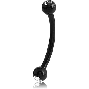 BLACK PVD COATED SURGICAL STEEL DOUBLE JEWELLED CURVED MICRO BARBELL