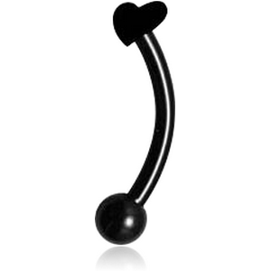 BLACK PVD COATED SURGICAL STEEL HEART FANCY CURVED MICRO BARBELL
