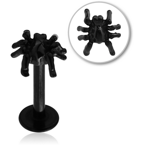 BLACK PVD COATED SURGICAL STEEL MICRO LABRET WITH ATTACHMENT - SPIDER