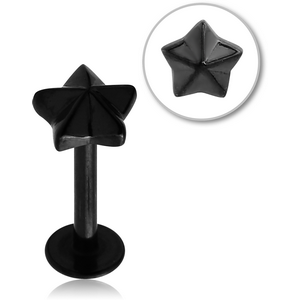 BLACK PVD COATED SURGICAL STEEL MICRO LABRET WITH ATTACHMENT - STAR