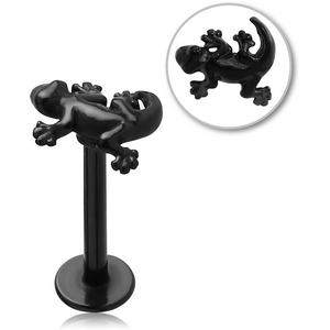 BLACK PVD COATED SURGICAL STEEL MICRO LABRET WITH ATTACHMENT - SALAMANDER