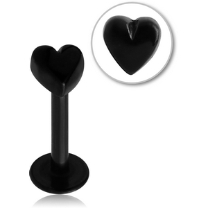 BLACK PVD COATED SURGICAL STEEL MICRO LABRET WITH ATTACHMENT - HEART
