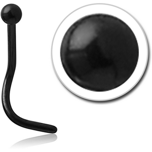 BLACK PVD COATED SURGICAL STEEL 1.2MM THREADING CURVED NOSE STUD WITH BALL