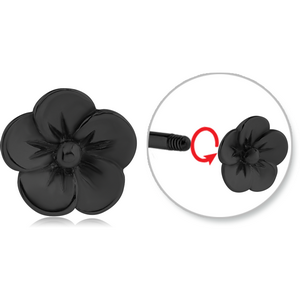 BLACK PVD COATED SURGICAL STEEL ATTACHMENT FOR 1.6 MM THREADED PINS - FLOWER
