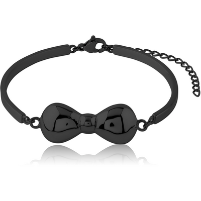 BLACK PVD COATED SURGICAL STEEL BANGLE WITH FLOATING ATTACHMENT - BOW