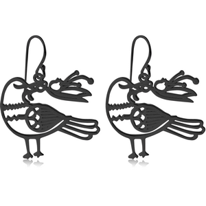 BLACK PVD COATED SURGICAL STEEL EARRINGS - BIRD