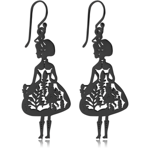 BLACK PVD COATED SURGICAL STEEL EARRINGS - LADY
