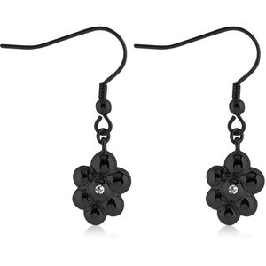 BLACK PVD COATED SURGICAL STEEL JEWELLED EARRINGS