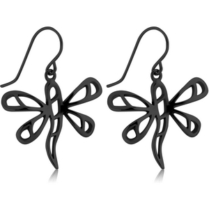 BLACK PVD COATED SURGICAL STEEL EARRINGS PAIR - BUTTERFLY
