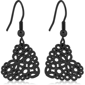 BLACK PVD COATED SURGICAL STEEL EARRINGS - HEARTS