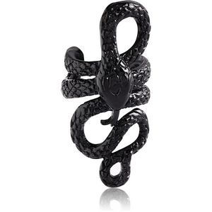 BLACK PVD COATED SURGICAL STEEL EAR CUFF - SNAKE