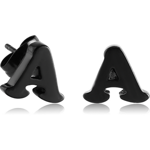 BLACK PVD COATED SURGICAL STEEL EAR STUDS PAIR - A