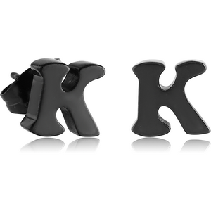 BLACK PVD COATED SURGICAL STEEL EAR STUDS PAIR - K