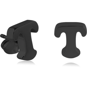 BLACK PVD COATED SURGICAL STEEL EAR STUDS PAIR - T