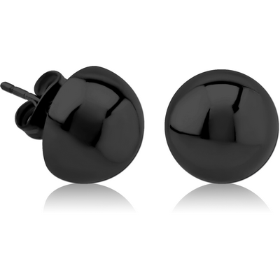 BLACK PVD COATED SURGICAL STEEL EAR STUDS PAIR - SEMICIRCLE
