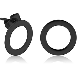 BLACK PVD COATED SURGICAL STEEL EAR STUDS PAIR - O