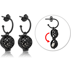 BLACK PVD COATED SURGICAL STEEL EAR STUDS PAIR - BALL LOCKET