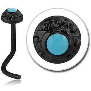 BLACK PVD COATED SURGICAL STEEL CURVED NOSE STUD - CIRCLE