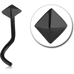 BLACK PVD COATED SURGICAL STEEL CURVED NOSE STUD - PYRAMID