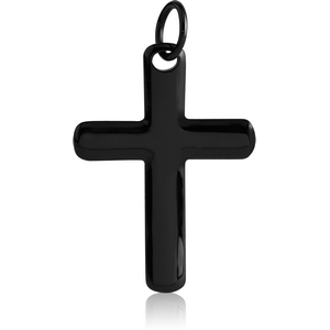 BLACK PVD COATED SURGICAL STEEL PENDANT - CROSS
