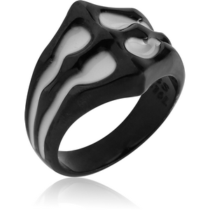 BLACK PVD COATED SURGICAL STEEL RING WITH ENAMEL - SPINE JOINT