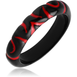 BLACK PVD COATED SURGICAL STEEL RING WITH ENAMEL
