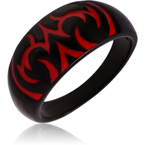 BLACK PVD COATED SURGICAL STEEL RING WITH ENAMEL