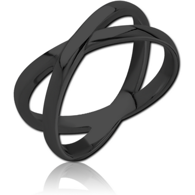BLACK PVD COATED SURGICAL STEEL STACKED RING