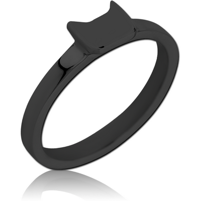 BLACK PVD COATED SURGICAL STEEL RING - CAT