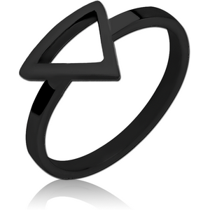 BLACK PVD COATED SURGICAL STEEL RING - TRIANGLE