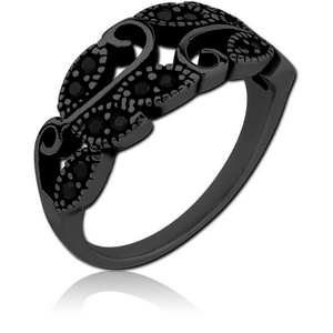 BLACK PVD COATED SURGICAL STEEL JEWELLED RING