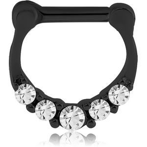 BLACKLINE SURGICAL STEEL ROUND JEWELED HINGED SEPTUM CLICKER RING