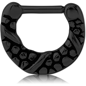BLACK PVD COATED SURGICAL STEEL HINGED SEPTUM CLICKER - FILIGREE