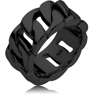 STERLING SILVER 925 BLACK PVD COATED RING - CHAIN