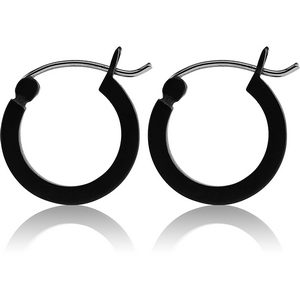 BLACK PVD COATED SURGICAL STEEL SQUARE WIRE EAR HOOPS PAIR