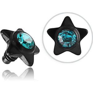 BLACK PVD COATED TITANIUM JEWELLED STAR FOR 1.6MM INTERNALLY THREADED PINS