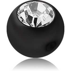 BLACK PVD COATED TITANIUM HIGH END CRYSTAL JEWELLED BALL FOR BALL CLOSURE RING