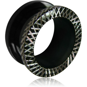 BLACK PVD COATED STAINLESS STEEL LASER ETCHED THREADED TUNNEL