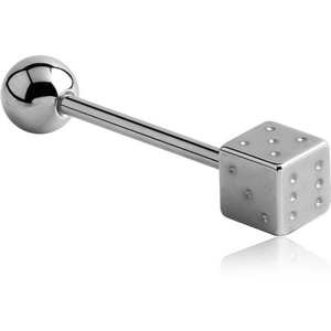 SURGICAL STEEL BARBELL WITH ONE DICE