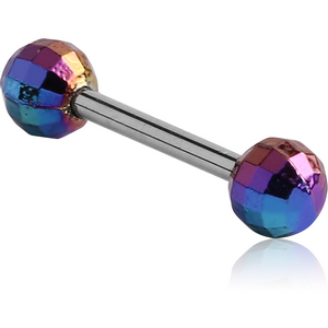 SURGICAL STEEL BARBELL WITH AB COATED ACRYLIC FACETED BALL