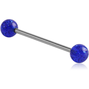SURGICAL STEEL BARBELL WITH UV GLITTERING BALL