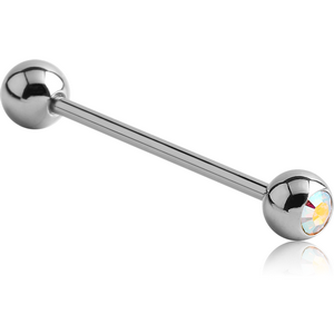 SURGICAL STEEL JEWELLED BARBELL WITH OPTIMA CRYSTAL