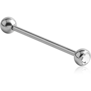 SURGICAL STEEL FLAT STONE JEWELLED BARBELL