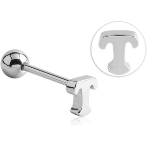 SURGICAL STEEL BARBELL WITH LETTER - T