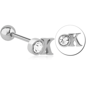 SURGICAL STEEL JEWELLED BARBELL - OK