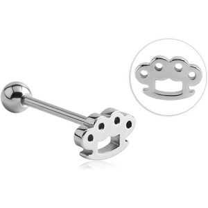 SURGICAL STEEL BARBELL - BRASS KNUCKLES