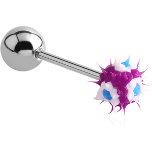 SURGICAL STEEL BARBELL WITH ONE SILICONE SPIKEY BALL