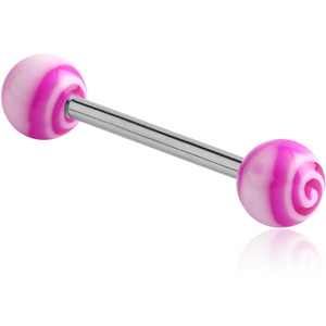 SURGICAL STEEL BARBELL WITH UV SPIRAL BALL